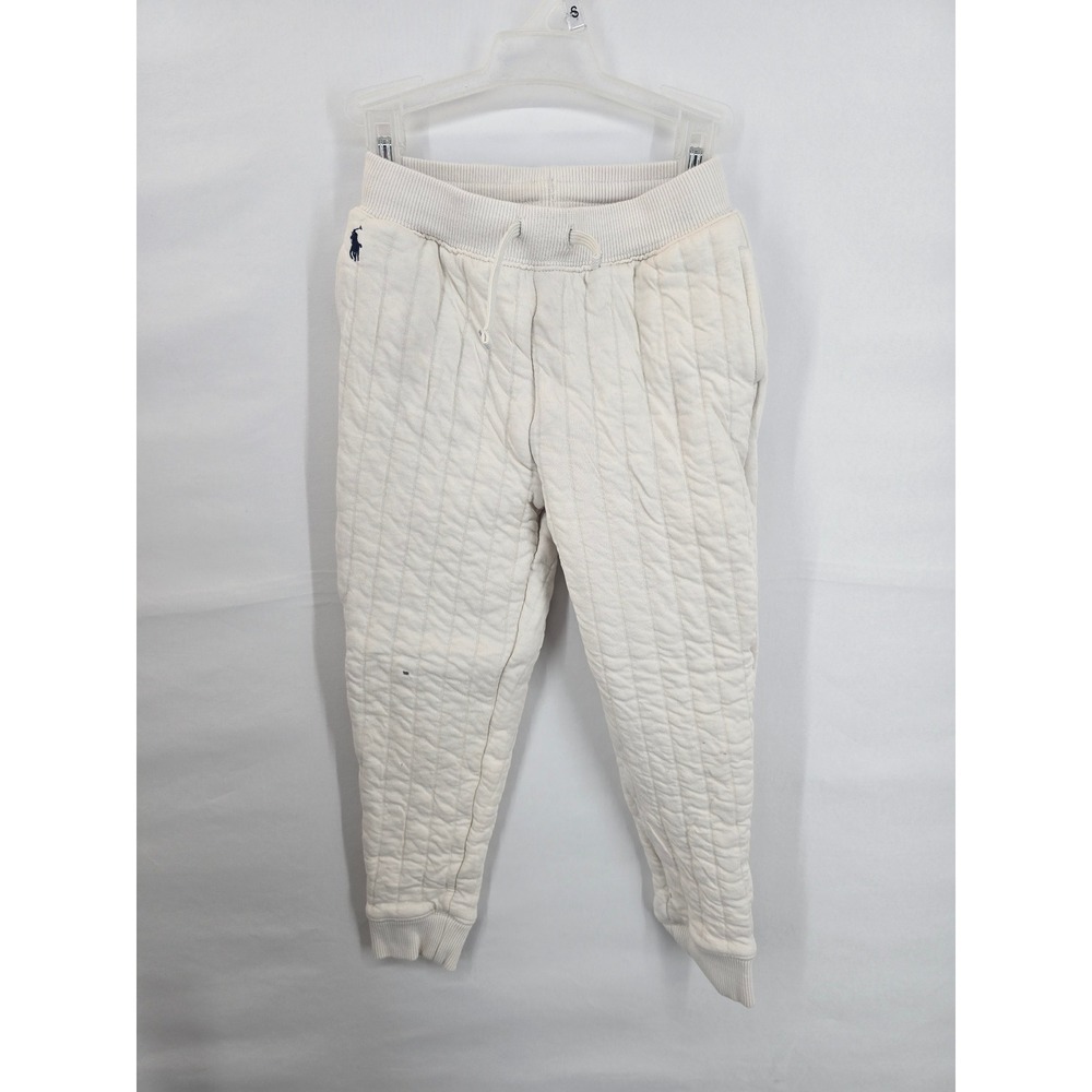 Polo‎ Ralph Lauren Kids Cream Quilted Jogger Pants Size 6 Off White Sweatpants